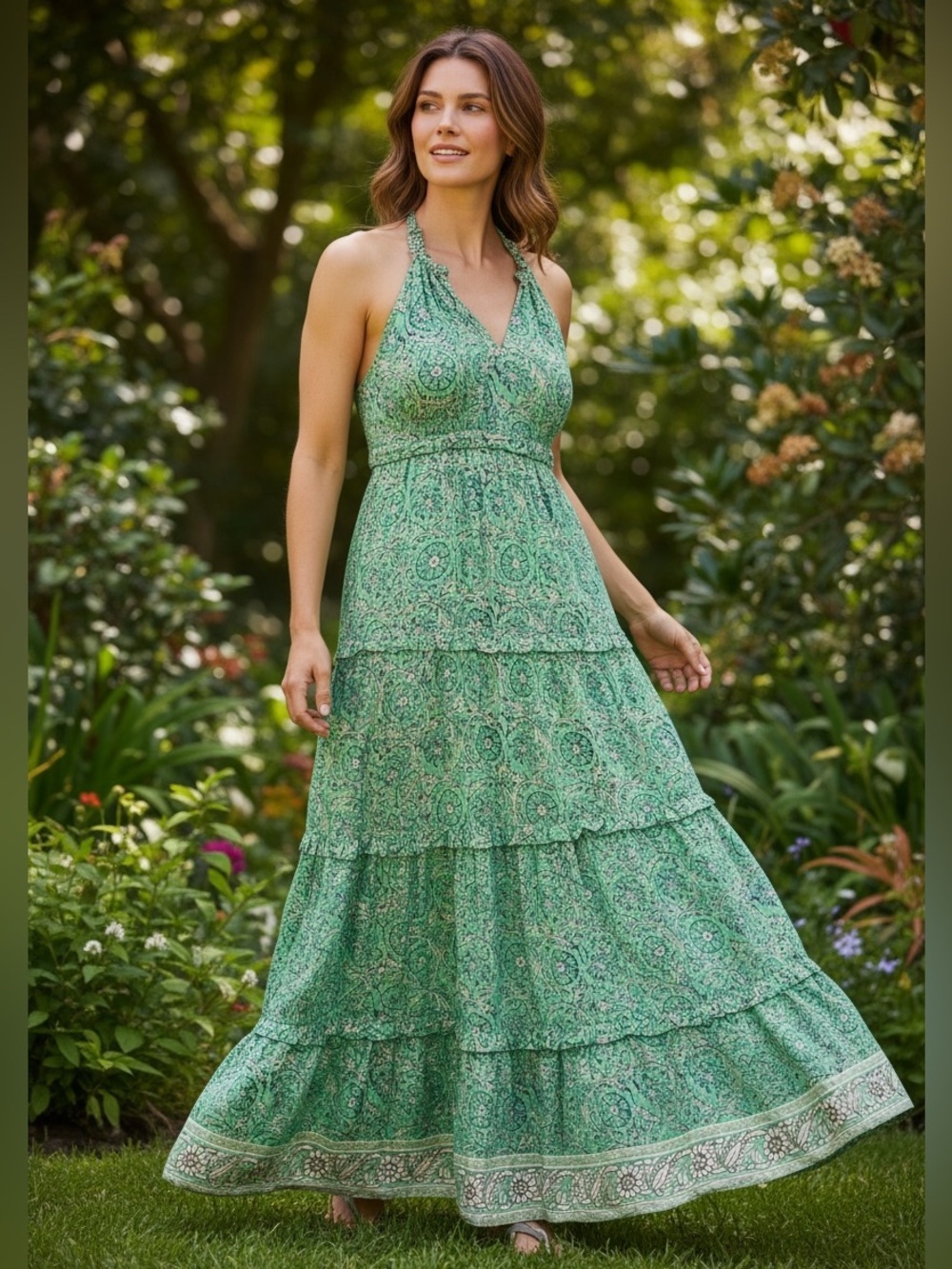 House of Harlow 1960 Tiered Halter Maxi Dress